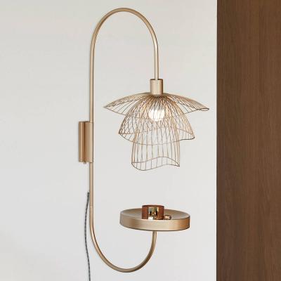 FORESTIER Applique en m&eacute;tal champagne avec tablette XS Papillon - 