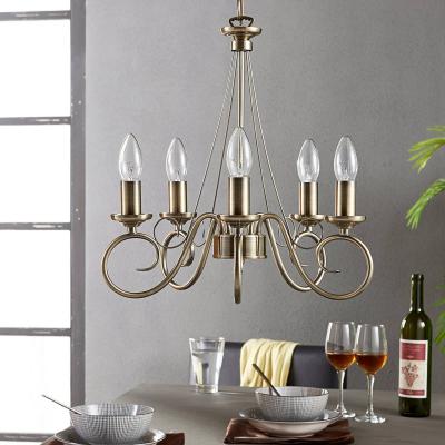 LINDBY Lustre &agrave; intensit&eacute; variable 'Marnia' en m&eacute;tal pour salon & salle &agrave; manger - laiton ancien