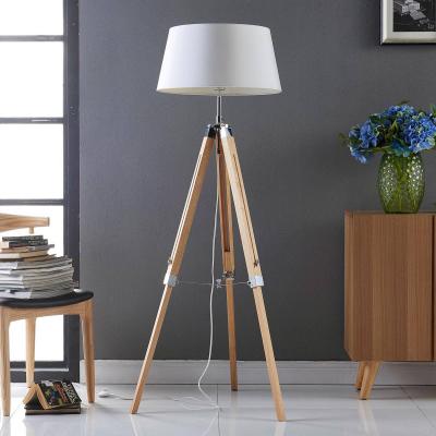 LINDBY  Lampadaire Katie avec tr&eacute;pied en bois