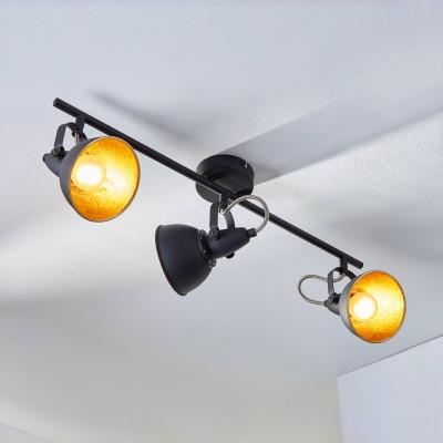 LINDBY Plafonnier &agrave; trois lampes Julin, noir dor&eacute;