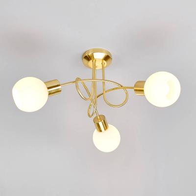 LINDBY  Plafonnier Elaina &agrave; 3 lampes, laiton
