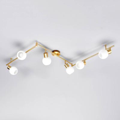LINDBY  Plafonnier Elaina &agrave; 6 lampes, laiton