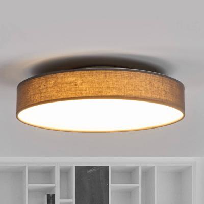 LINDBY  Plafonnier en tissu LED Saira, 40&nbsp;cm, gris