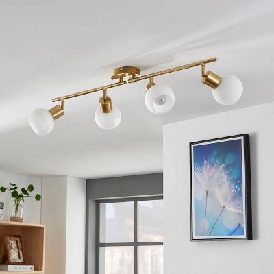 LINDBY  Plafonnier LED Elaina &agrave; 4 lampes en laiton
