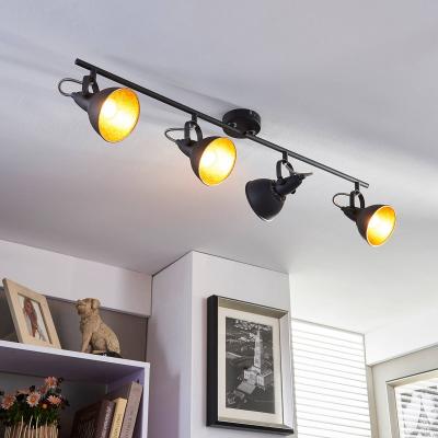 LINDBY Projecteur de cuisine noir dor&eacute; Julin, &agrave; 4 lampes