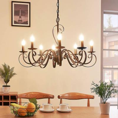 LUCANDE  Lustre Caleb, 8 lampes, couleur rouille, m&eacute;tal, E14