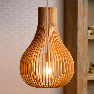 LUCIDE Suspension 1x e27 bois beige  BODO D.38 cm