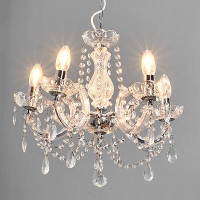 SEARCHLIGHT Suspension 5 ampoules marie-th&eacute;r&egrave;se, en chrome et cristal 399-5