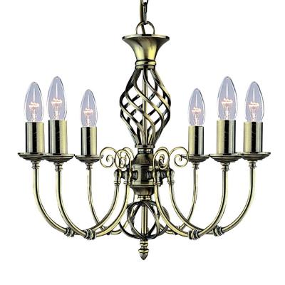 SEARCHLIGHT Suspension 6 ampoules Zanzibar, en laiton antique