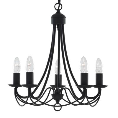 SEARCHLIGHT Suspension maypole noir 5 ampoules 100cm 6345-5BK