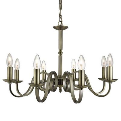SEARCHLIGHT  Lustre Richmond laiton ancien, &agrave; 8 lampes