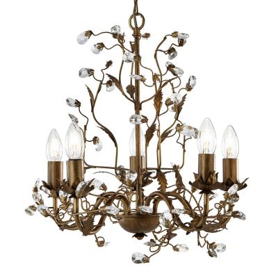 SEARCHLIGHT Suspension 5 ampoules Almandite, en or brun et cristal