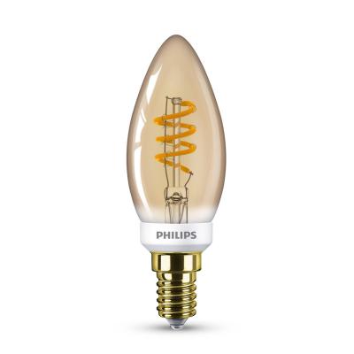  Philips ampoule LED Flamme E14 15W Blanc Chaud Ambr&eacute;, Compatible Variateur, Verre
