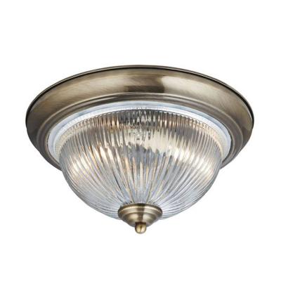 SEARCHLIGHT Plafonnier 2 ampoules ip44 en laiton antique verre transparent