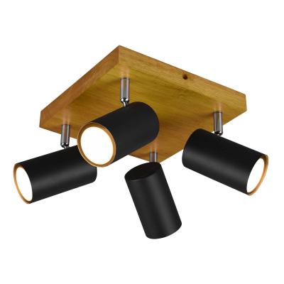 TRIO LIGHTING  Plafonnier avec spots Marley, noir mat, 4&nbsp;lampes