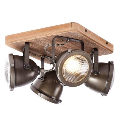 BRILLIANT Spot BRILiant 'Carmen Wood' anthracite 4x5W - Gris / Bois - Carr&eacute;
