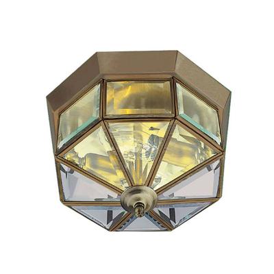 SEARCHLIGHT Plafonnier octogonal 23 cm Flush, en laiton antique et verre