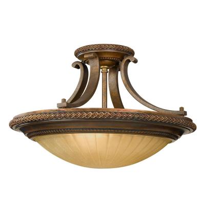 FEISS Plafonnier Kelham, bronze dor&eacute; et verre Scavo, 45 cm