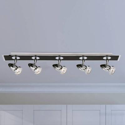 SEARCHLIGHT Plafonnier 80cm Comet chrome et noir mat, 5 spots