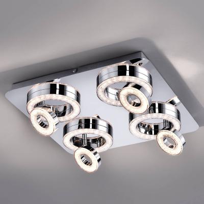 JUST LIGHT. GMBH Leuchten Direkt Plafonnier LED carr&eacute; Tim avec huit anneaux