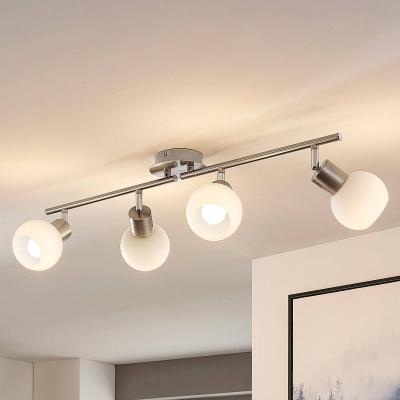 LINDBY  Plafonnier Elaina &agrave; 4 lampes, nickel mat