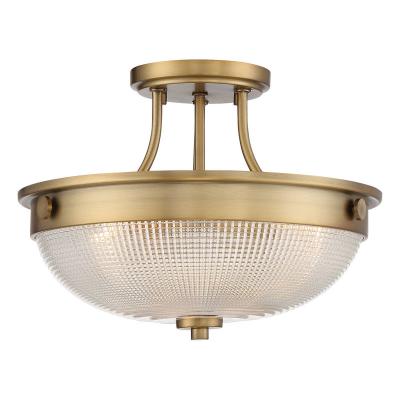QUOIZEL Plafonnier Mantle &agrave; diffuseur verre, laiton ancien
