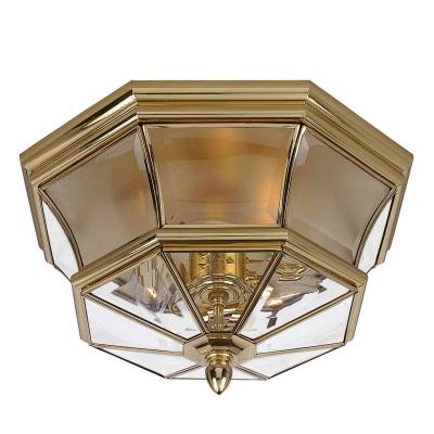 QUOIZEL Plafonnier Newbury, laiton poli et verre