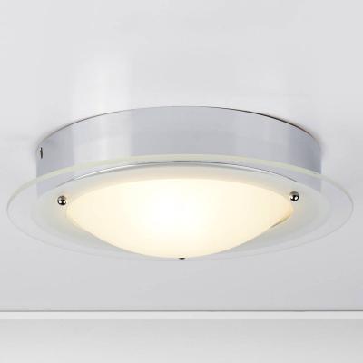 SEARCHLIGHT Plafonnier salle de bain chrome, verre clair et verre opale