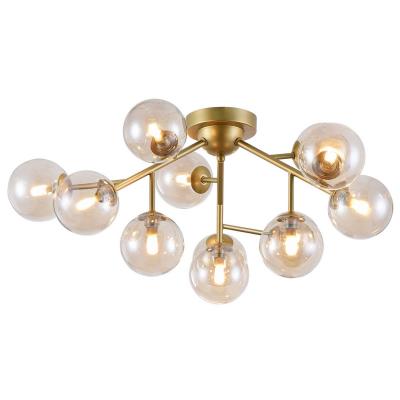 MAYTONI  Plafonnier sph&egrave;re verre Dallas - 12 lampes, dor&eacute;