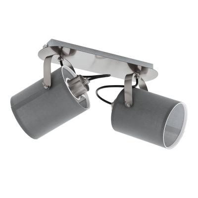 EGLO  Plafonnier Villabate avec 2 abat-jour tissu gris