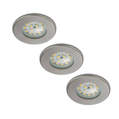BRILONER Set de 3 spots encastr&eacute;s LED Nikas IP44 nickel