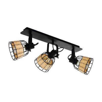 EGLO  Spot pour plafond Anwick 1 &agrave; d&eacute;cor rotin, 3 lampes