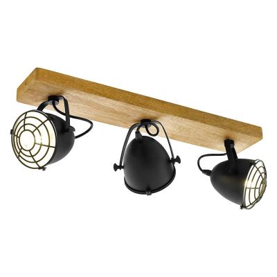 EGLO  projecteur gatebeck 3 lampes acier et bois noir 425523