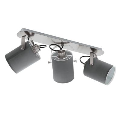 EGLO  Villabate Gris 3 Spot Design 98141 Acier Nickel Satin&eacute; Tissu 30 W