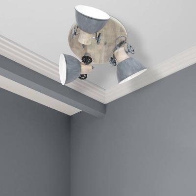 STEINHAUER  Spot plafond Gearwood, &agrave; 3 lampes rond, gris