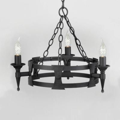 ELSTEAD Suspension Saxon, fer forg&eacute;, noir, 3 ampoules
