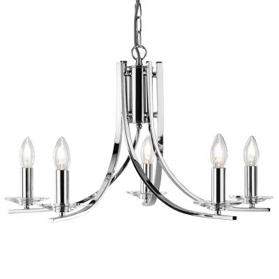 SEARCHLIGHT Suspension 5 ampoules Ascona, en chrome et verre