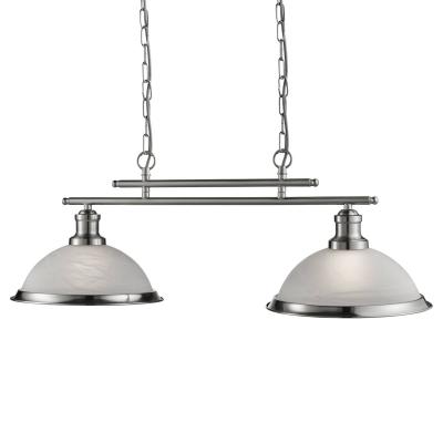 SEARCHLIGHT Barre 2 ampoules Bistro, en argent antique et verre acide