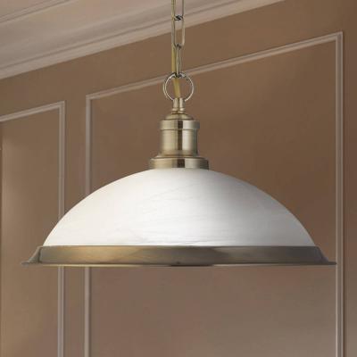 SEARCHLIGHT Suspension 1 ampoule Bistro, en laiton antique et verre acide