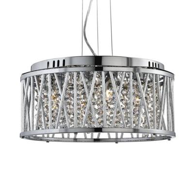 SEARCHLIGHT Suspension ronde 4 ampoules Elise, en chrome, aluminium et cristal