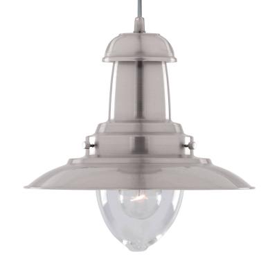 SEARCHLIGHT Suspension 1 ampoule fisherman, en argent satin&eacute; et verre