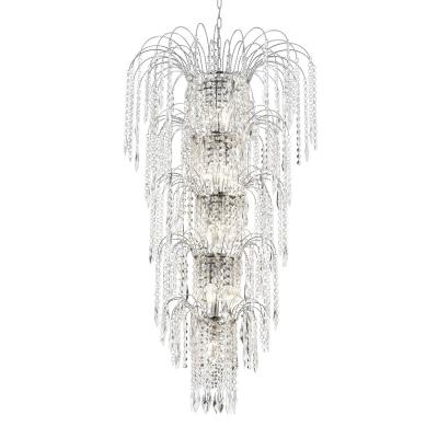 SEARCHLIGHT Suspension 13 ampoules waterfall, en chrome et cristal 1313-13CC