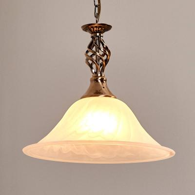 SEARCHLIGHT Suspension 1 ampoule Cameroon, en laiton antique et verre marbr&eacute;