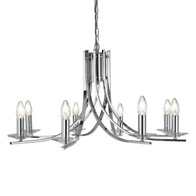 SEARCHLIGHT Chandelier sans abats jours ascona chrome 8 ampoules 97cm