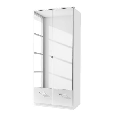 Armoire 2 portes miroir et 2 tiroirs - l91 cm 