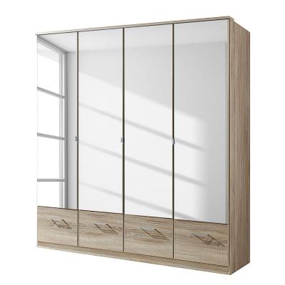 Armoire 4 portes miroir et 4 tiroirs - l179 cm 