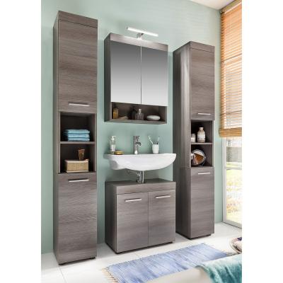 Colonne salle de bain 2 portes m&eacute;lamin&eacute; ch&ecirc;ne fonc&eacute; rune