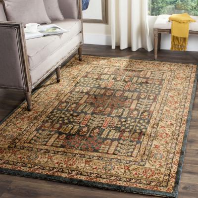 Tapis de salon interieur en bleu marine & beige, 122 x 170 cm