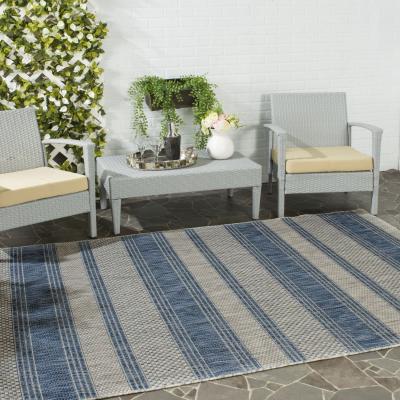 SAFAVIEH Tapis interieur & exterieur en gris & bleu marine, 201 x 290 cm