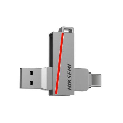 HIKVISION CLE USB HIKSEMI 64 GB S&eacute;rie E327C U3 Dual USB 3.2 et USB Type C Coloris Silver - Neuf